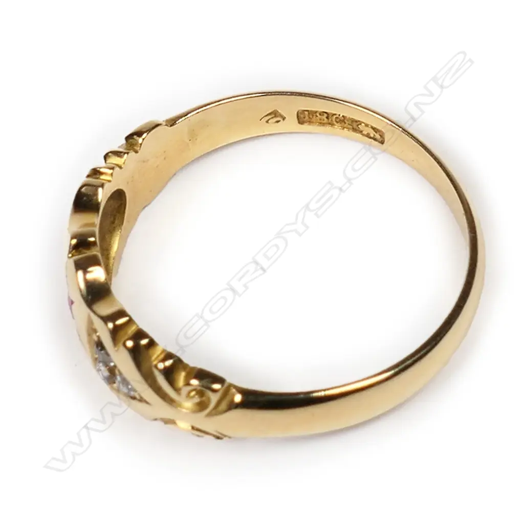 Beaver & Co (Dunedin) 18ct gold ruby and diamond ring, Image 1++